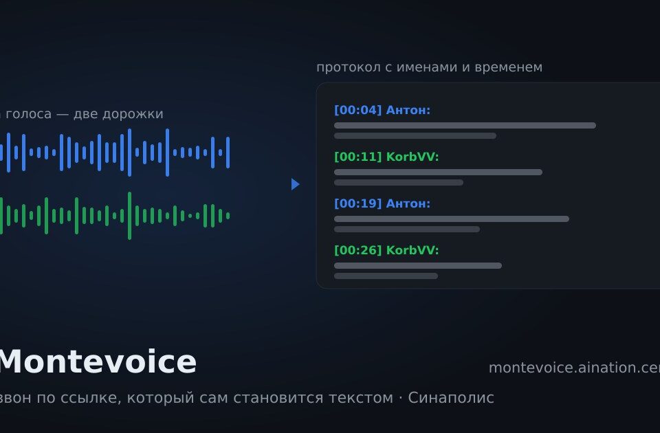 Montevoice: две звуковые дорожки превращаются в протокол с именами и таймкодами